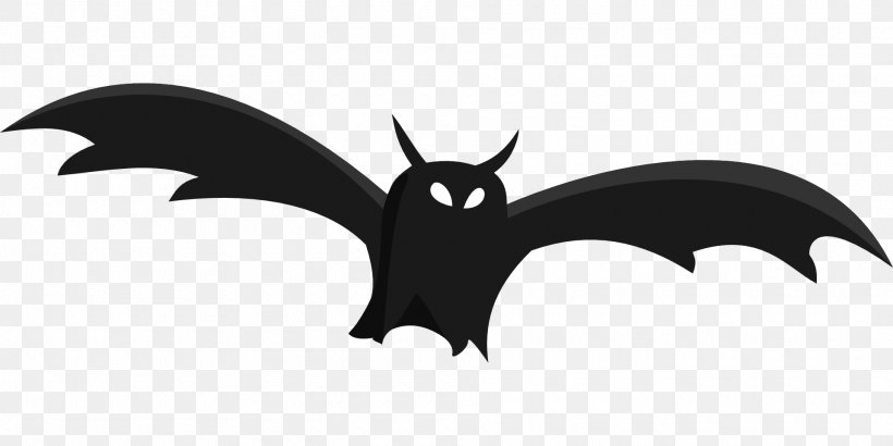 Bat Clip Art, PNG, 1920x960px, Bat, Black And White, Cartoon, Fictional Character, Halloween Download Free