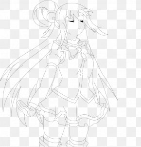 Aqua Konosuba - Human Hair Color Sketch Line Art Drawing PNG