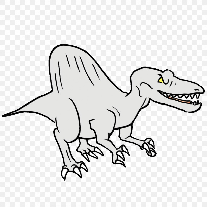 Tyrannosaurus Velociraptor Standing Line Art Cartoon Character, PNG, 1200x1200px, Cartoon Dinosaur, Beak, Biology, Cartoon, Character Download Free