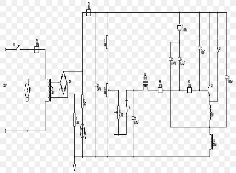 Drawing Electronic Circuit Diagram, PNG, 800x600px, Drawing, Black And White, Circuit Component, Computer Hardware, Diagram Download Free