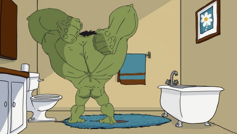 Hulk Bathroom Toilet Film, PNG, 1600x904px, Hulk, Animation, Art, Bathroom, Cartoon Download Free