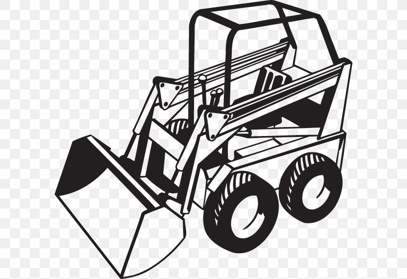 Heavy Machinery Bobcat Company Caterpillar Inc. Clip Art Loader, PNG, 600x562px, Heavy Machinery, Automotive Design, Automotive Exterior, Backhoe, Black And White Download Free
