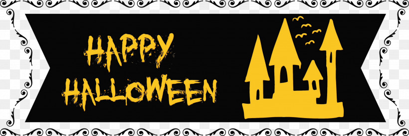 Poster Logo Banner Font Yellow, PNG, 3000x1006px, Happy Halloween Banner, Banner, Geometry, Line, Logo Download Free