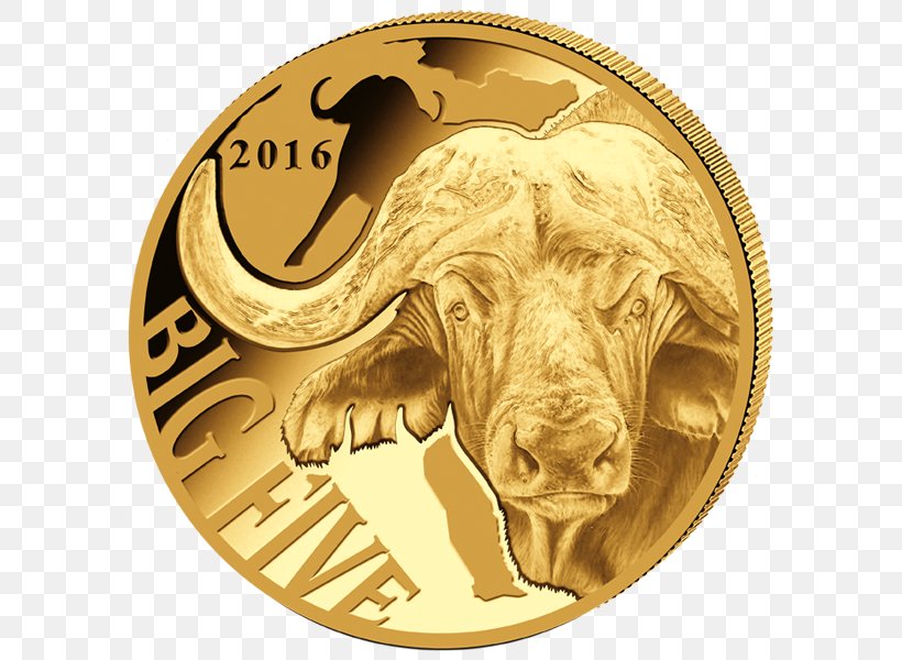 Gold Coin Big Five Game African Buffalo Leopard, PNG, 600x600px, Gold, African Buffalo, Animal, Big Five Game, Coin Download Free