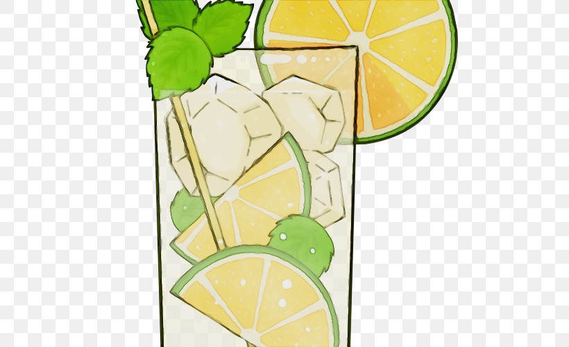 Mojito, PNG, 500x500px, Watercolor, Cartoon, Citrus, Citrus Cocktail, Lemon Download Free