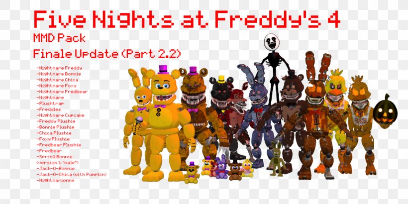 Five Nights At Freddy's 4 Five Nights At Freddy's: Sister Location Five Nights At Freddy's 2 Freddy Fazbear's Pizzeria Simulator MikuMikuDance, PNG, 1264x632px, Mikumikudance, Animatronics, Blender, Figurine, Halloween Download Free