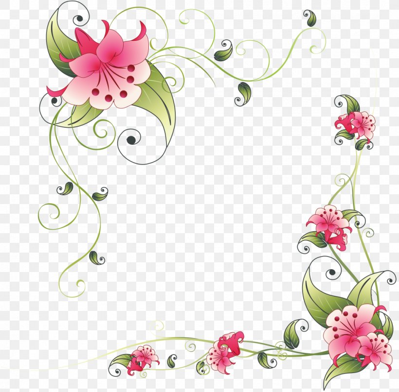 Border Flowers Pink Flowers Clip Art, PNG, 1072x1056px, Border Flowers, Art, Branch, Butterfly, Cut Flowers Download Free