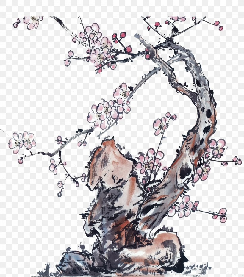 Ink Wash Painting Plum Blossom Chinese Painting Four Gentlemen, PNG, 2200x2500px, Ink Wash Painting, Art, Bamboo, Birdandflower Painting, Blossom Download Free