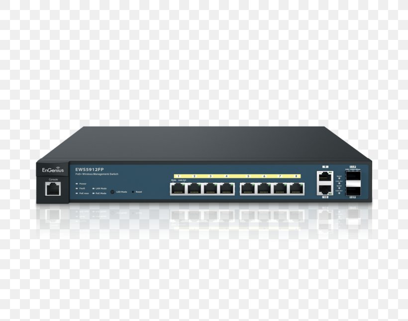 Network Switch Power Over Ethernet Gigabit Ethernet ENGENIUS GIGABIT POE+ SWITCH IEEE 802.3at, PNG, 705x644px, Network Switch, Audio Receiver, Computer Network, Electronics, Electronics Accessory Download Free