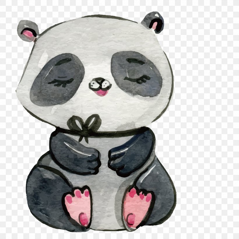 Giant Panda Watercolor Painting Poster Printmaking Art, PNG, 1500x1500px, Watercolor, Cartoon, Flower, Frame, Heart Download Free