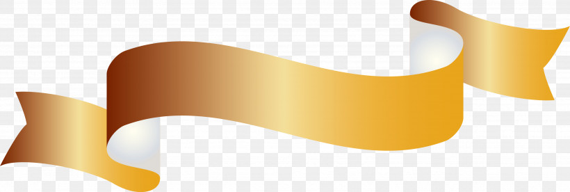 Ribbon S Ribbon, PNG, 3527x1191px, Ribbon, Material Property, Orange, S Ribbon, Yellow Download Free