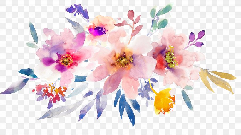 Watercolor: Flowers Paper Watercolor Painting, PNG, 5392x3035px, Watercolor Flowers, Art, Blossom, Branch, Cherry Blossom Download Free