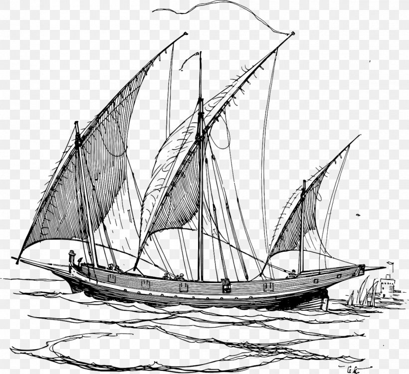 Lateen Sailboat Sailing Ship Clip Art, PNG, 1200x1099px, Lateen, Baltimore Clipper, Barque, Barquentine, Black And White Download Free