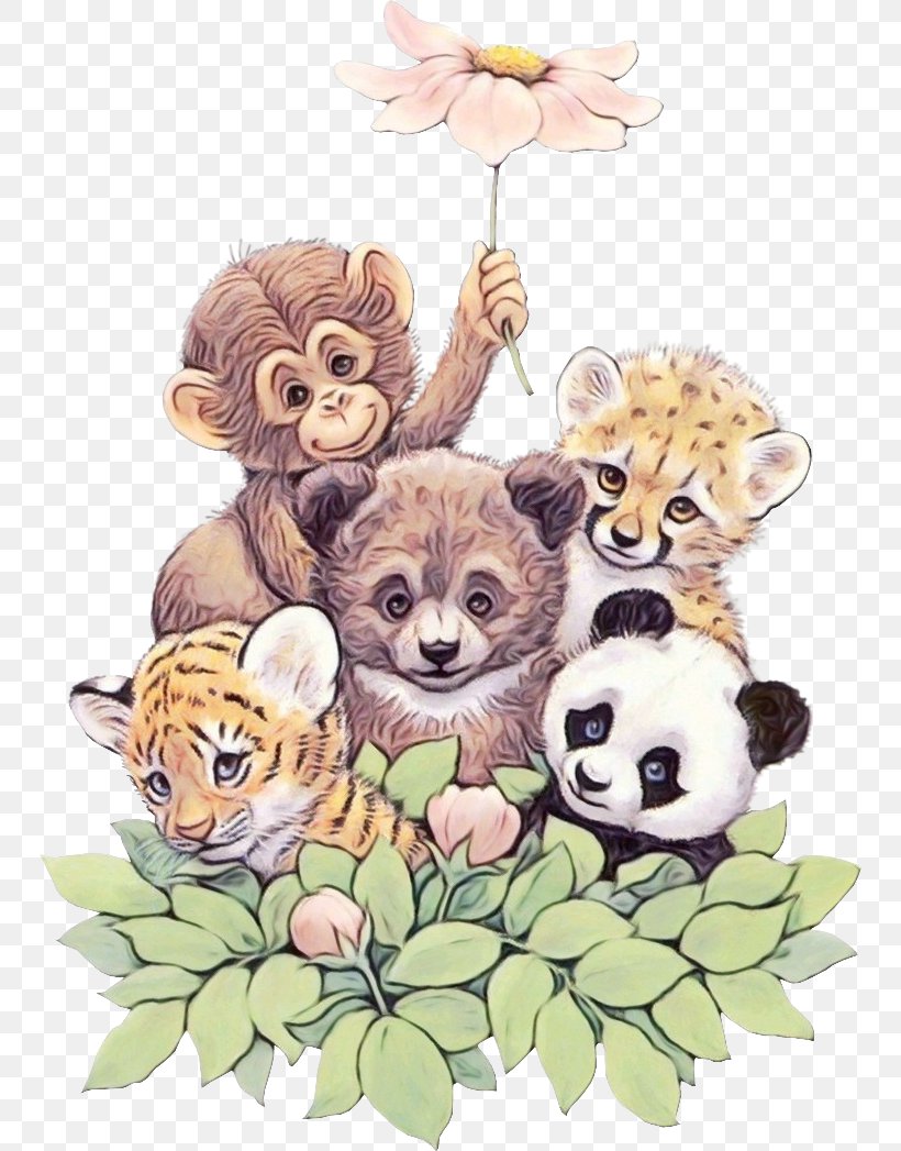 Watercolor Flower Background, PNG, 748x1047px, Watercolor, Animal, Bear, Cartoon, Cuteness Download Free