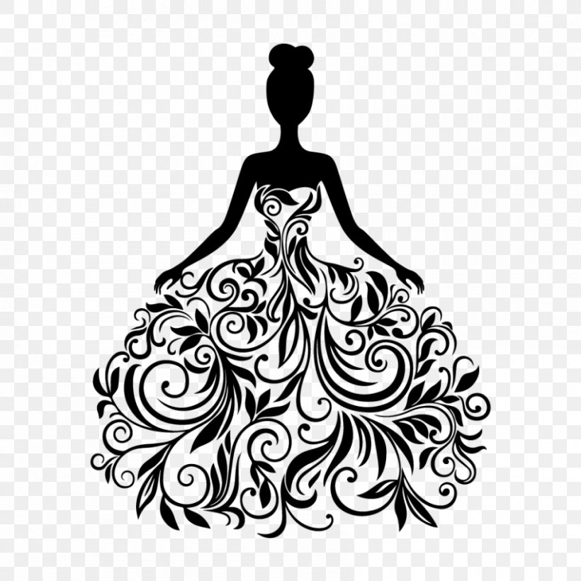 Wedding Dress Woman, PNG, 850x850px, Dress, Art, Artwork, Black, Black And White Download Free