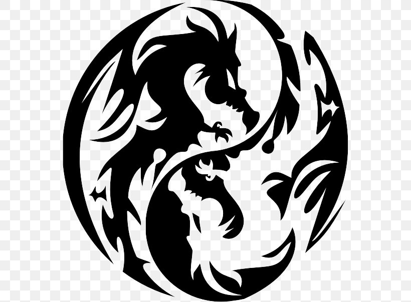 Chinese Dragon Japanese Dragon Stencil, PNG, 569x603px, Dragon, Art, Black, Black And White, Carnivoran Download Free