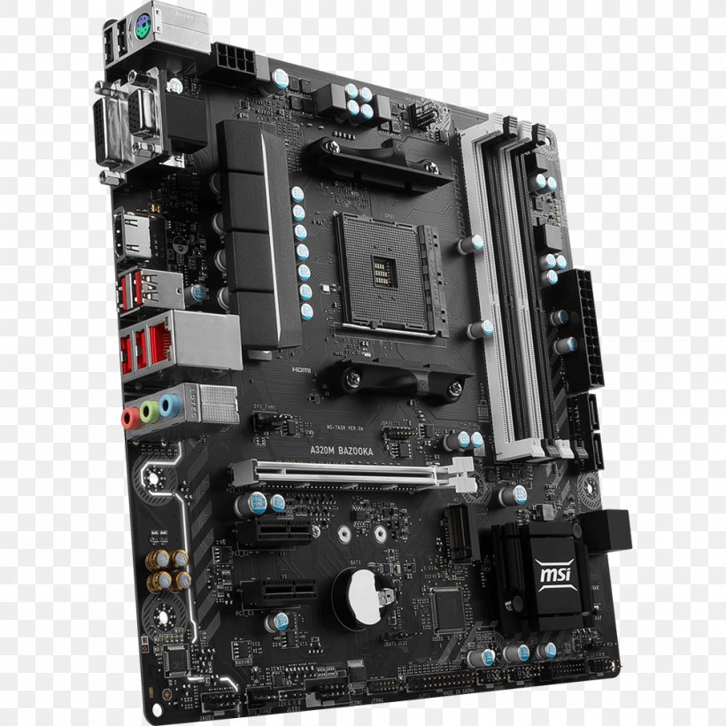 Socket AM4 MicroATX MSI B350M BAZOOKA Motherboard, PNG, 1000x1000px, Socket Am4, Atx, Computer, Computer Case, Computer Component Download Free