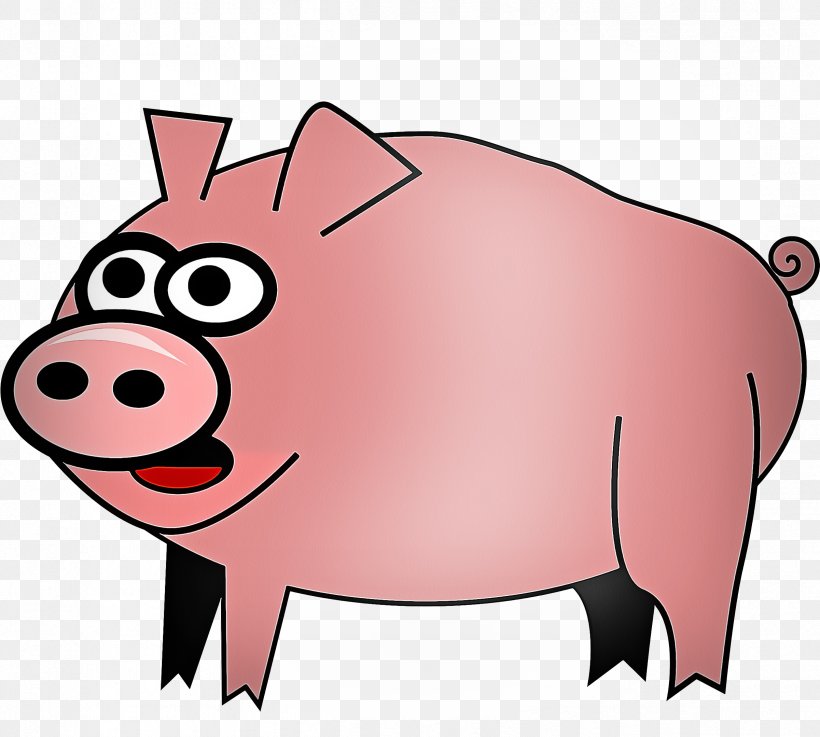 Cartoon Domestic Pig Clip Art Snout Pink, PNG, 2401x2159px, Cartoon, Boar, Domestic Pig, Livestock, Pink Download Free