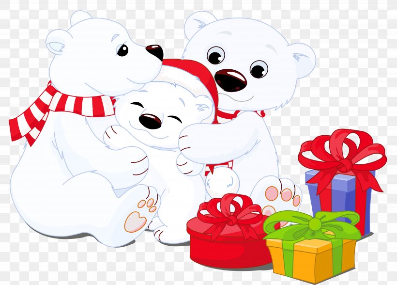 Polar Bear Christmas Clip Art, PNG, 7463x5358px, Watercolor, Cartoon, Flower, Frame, Heart Download Free