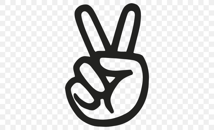 V Sign Peace Symbols Decal Sticker Logo, PNG, 500x500px, V Sign, Area, Black And White, Decal, Finger Download Free