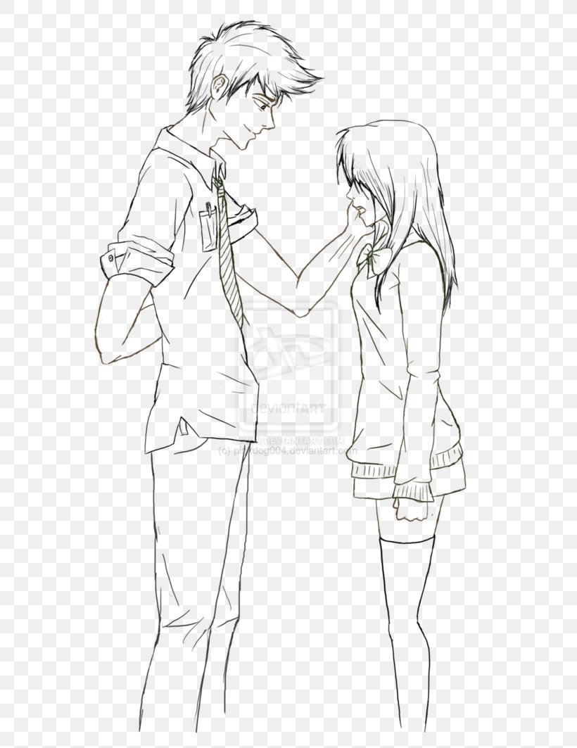 how to draw anime boy and girl holding hands