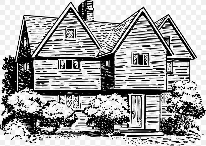 Clip Art, PNG, 2400x1709px, House, Architecture, Black And White, Building, Cottage Download Free