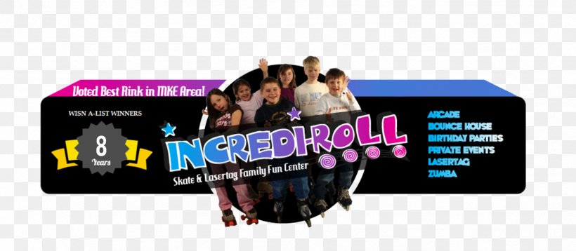 Incredi-Roll Skate & Family Fun Center Brand Pizza Display Advertising West Oklahoma Avenue, PNG, 1842x806px, Brand, Advertising, Display Advertising, Ice Skating, Multimedia Download Free