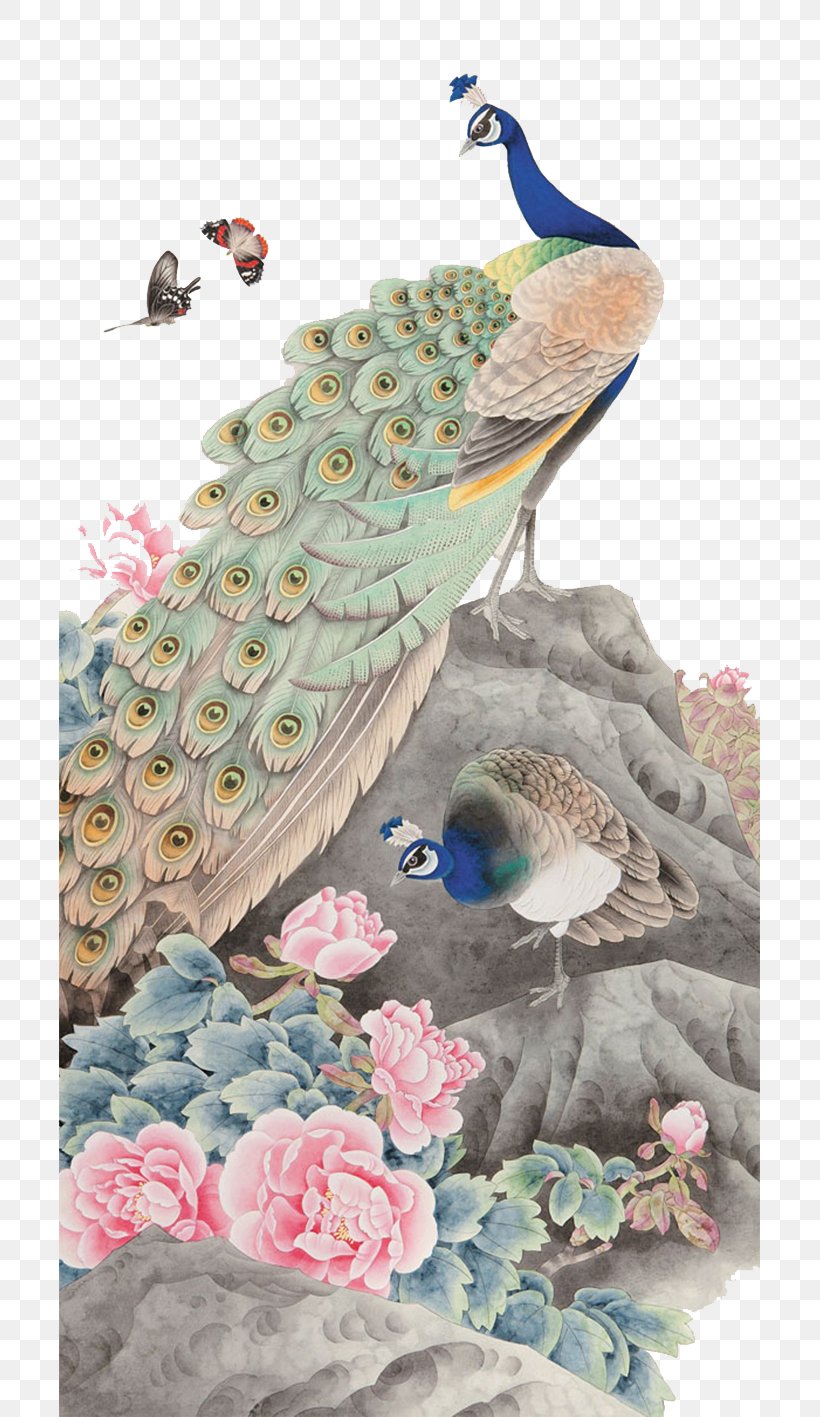Watercolor Painting Canvas Art Silk, PNG, 701x1417px, Bird, Art, Beak, Bird And Flower Painting, Chinese Painting Download Free
