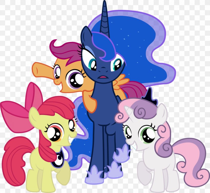 Princess Luna Sweetie Belle Pony Apple Bloom Rarity, PNG, 900x831px, Princess Luna, Animal Figure, Apple Bloom, Art, Cartoon Download Free