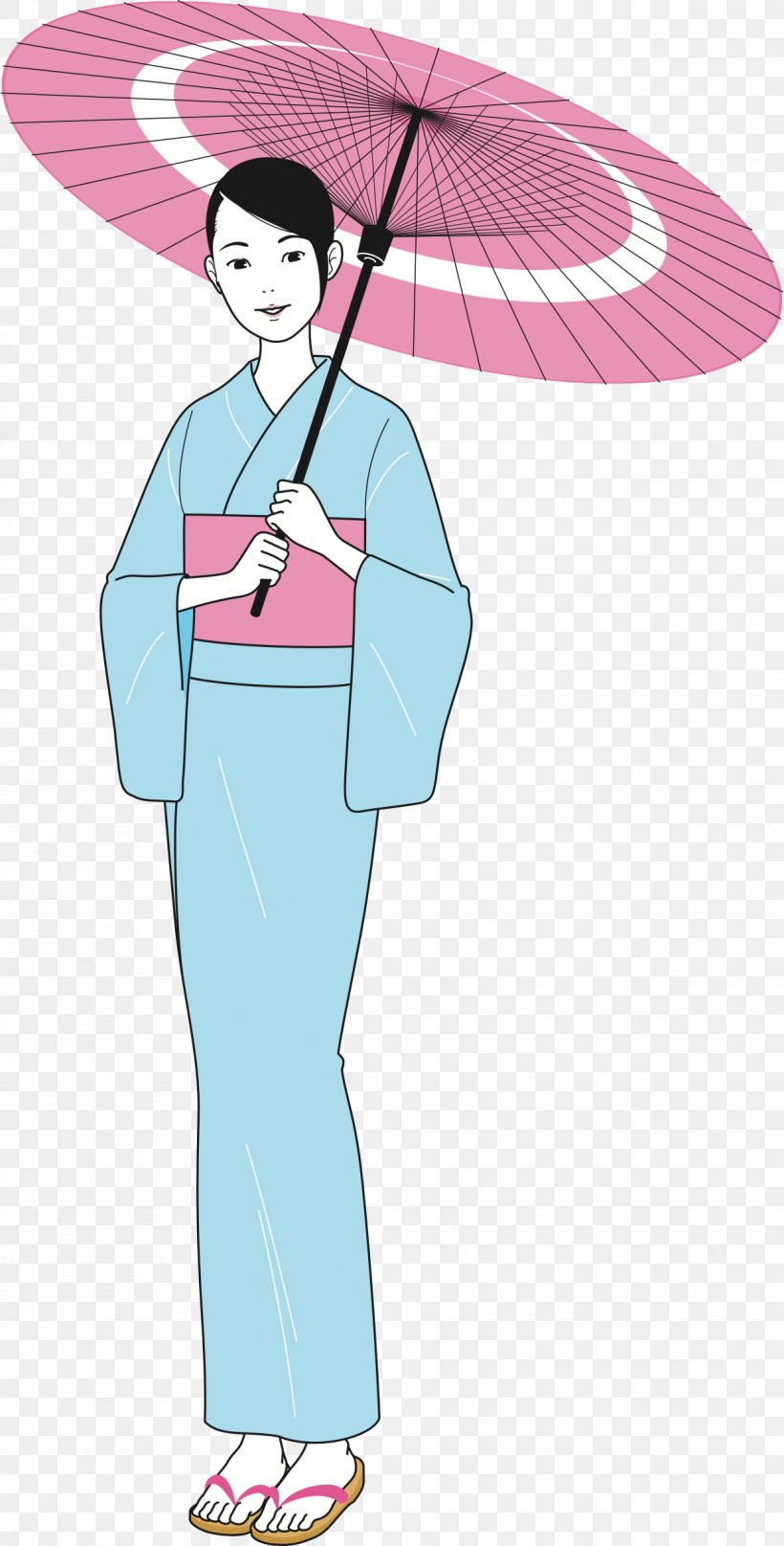 Kimono Clothing Yukata Clip Art, PNG, 1218x2399px, Watercolor, Cartoon, Flower, Frame, Heart Download Free