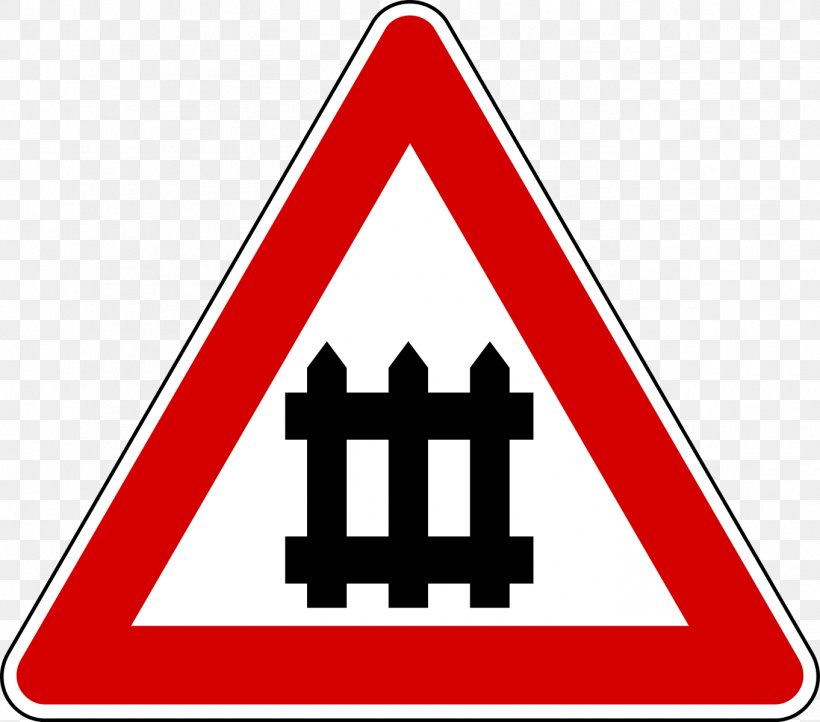 Level Crossing Traffic Sign Warning Sign Vector Graphics Royalty-free, PNG, 1362x1200px, Level Crossing, Boom Barrier, Road, Royaltyfree, Sign Download Free