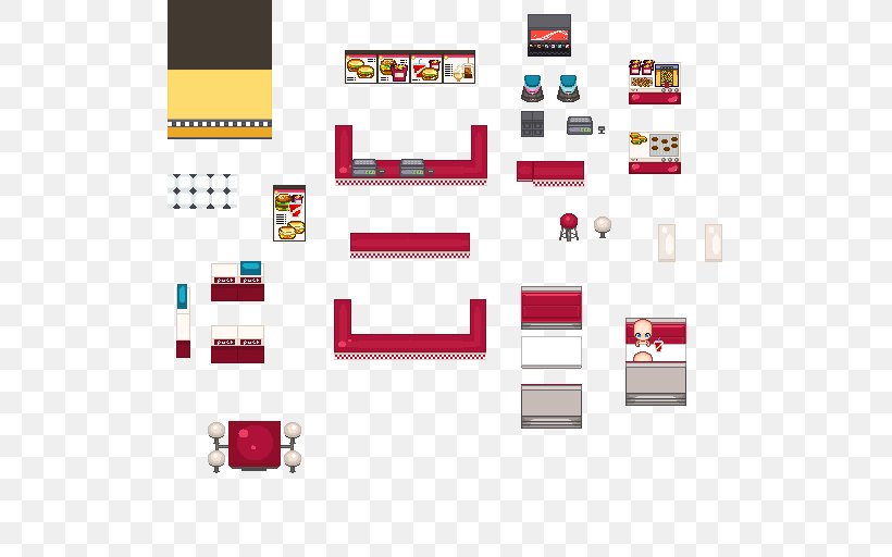 Tile-based Video Game RPG Maker VX Fast Food Restaurant, PNG, 512x512px, Tilebased Video Game, Area, Brand, Candy, Fast Food Download Free