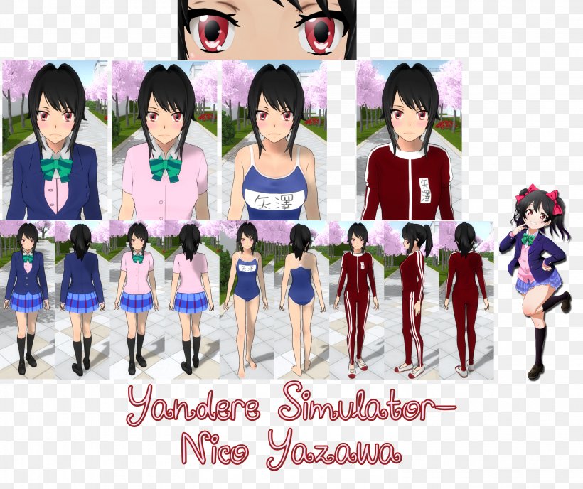 Yandere Simulator Nico Yazawa Skin Senpai And Kōhai, PNG, 2964x2488px, Watercolor, Cartoon, Flower, Frame, Heart Download Free