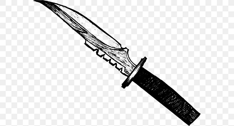 Knife Drawing, PNG, 586x443px, Knife, Black And White, Blade, Cartoon, Cold Weapon Download Free