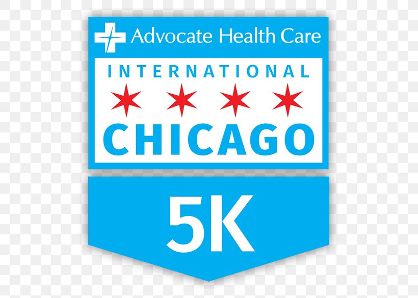 International Chicago 5K 5K Run Marathon Running Racing, PNG, 585x585px, 5k Run, 2018, Area, Banner, Blue Download Free