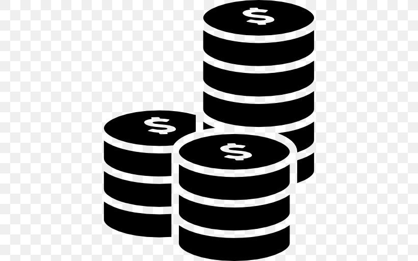 Coin Stack Money, PNG, 512x512px, Coin, Black And White, Cylinder, Dollar Coin, Finance Download Free