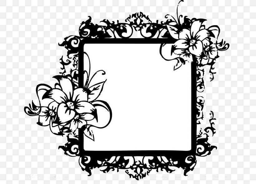 Picture Frame Black And White, PNG, 684x592px, Picture Frame, Art, Black, Black And White, Border Download Free