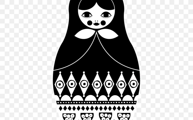 Matryoshka Doll Kokeshi, PNG, 512x512px, Matryoshka Doll, Applique, Black, Black And White, Bone Download Free