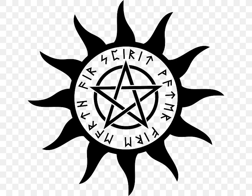 Pentagram Wicca Pentacle Symbol, PNG, 640x640px, Pentagram, Artwork, Black And White, Classical Element, Earth Download Free