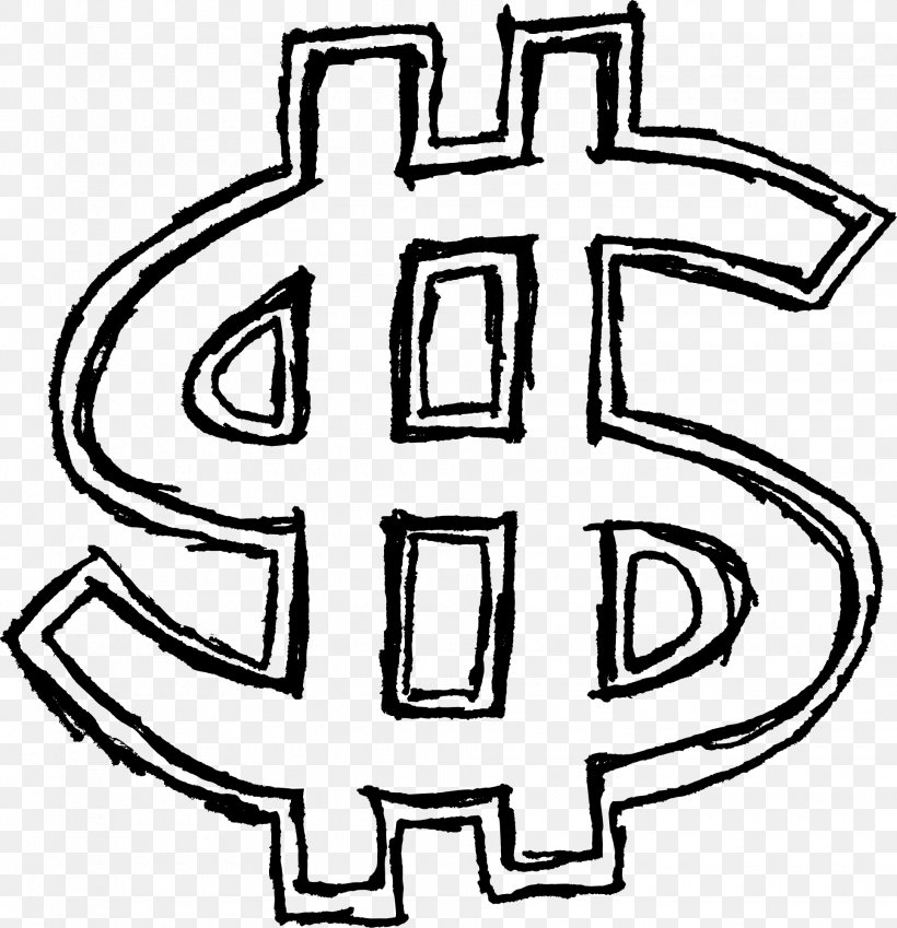Dollar Sign Drawing Money, PNG, 1930x2000px, Dollar Sign, Area, Art, Black And White, Coin Download Free