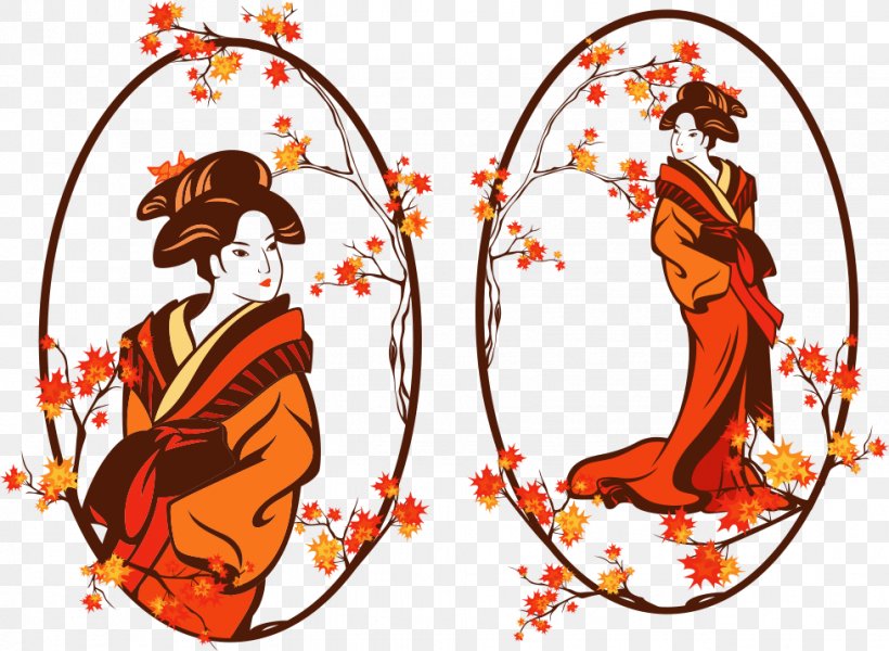 Geisha Royalty-free Stock Illustration Illustration, PNG, 978x716px, Geisha, Art, Autumn, Fictional Character, Flower Download Free