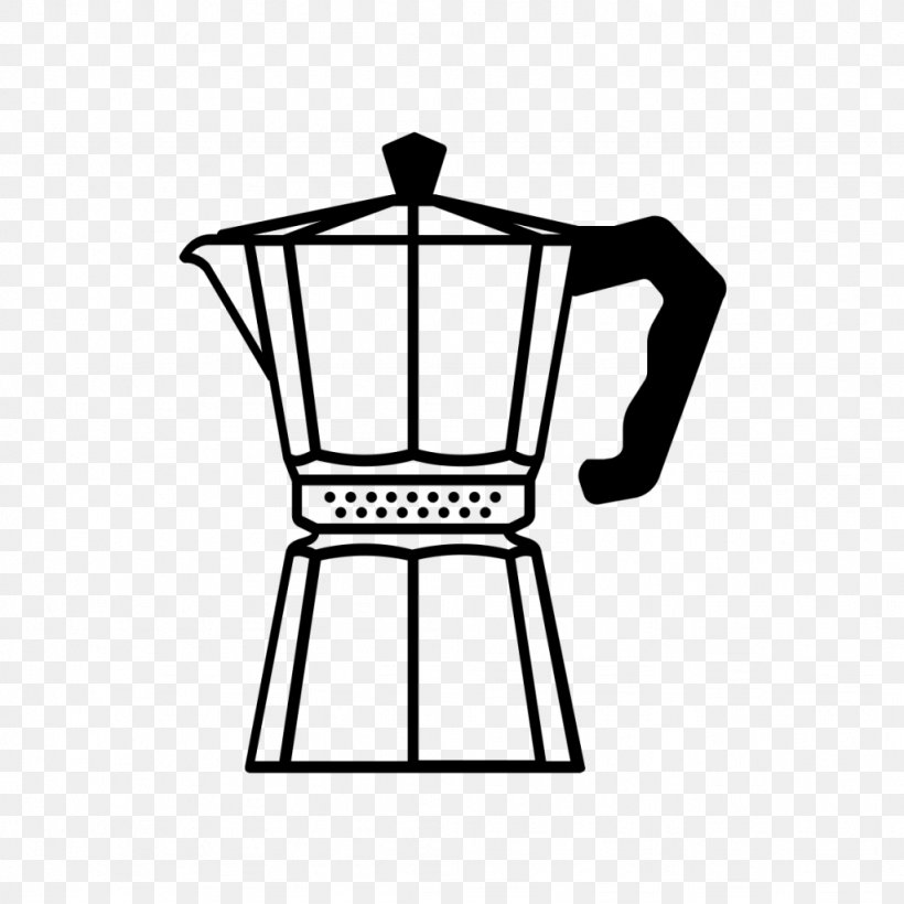 Coffee Moka Pot Cafe Ristretto Espresso, PNG, 1024x1024px, Coffee, Area, Black, Black And White, Brewed Coffee Download Free