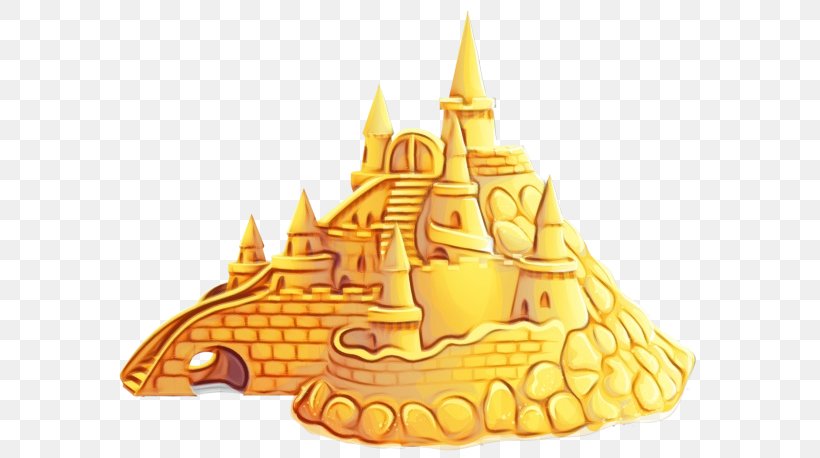 Castle Cartoon, PNG, 600x458px, Yellow, Building Sand Castles, Castle, Gold, Recreation Download Free