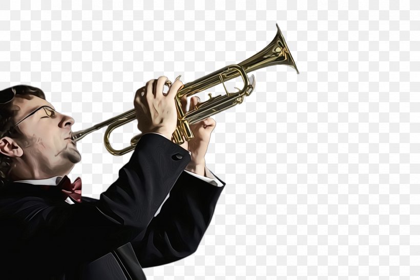 Musical Instrument Brass Instrument Wind Instrument Trumpeter Trumpet, PNG, 2444x1636px, Watercolor, Alto Horn, Brass Instrument, Bugle, Flugelhorn Download Free