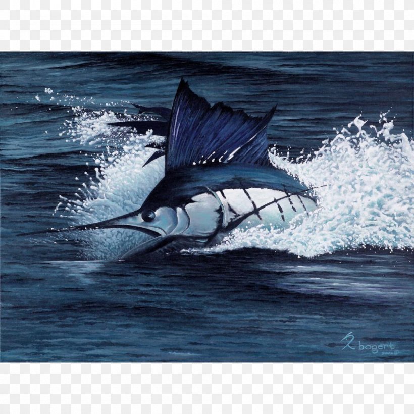 Swordfish Richard Bogert LLC Painting Sailfish White Marlin, PNG, 1000x1000px, Swordfish, Art, Artist, Atlantic Blue Marlin, Billfish Download Free