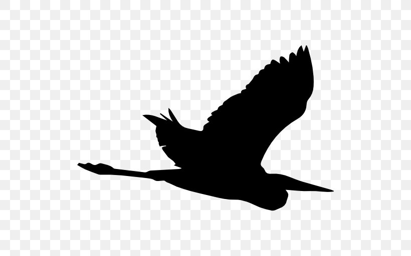 Heron Beak Bird Crane Silhouette, PNG, 512x512px, Heron, Beak, Bird, Black, Black And White Download Free