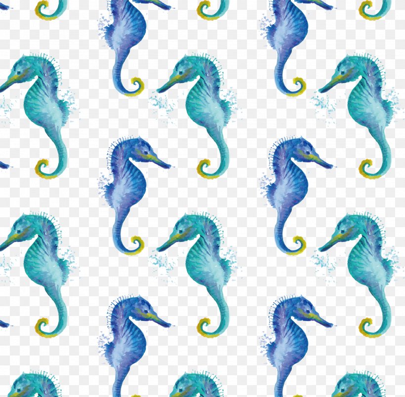 Seahorse Hippocampus Green Watercolor Painting, PNG, 2596x2548px, Seahorse, Aqua, Blue, Bluegreen, Drawing Download Free