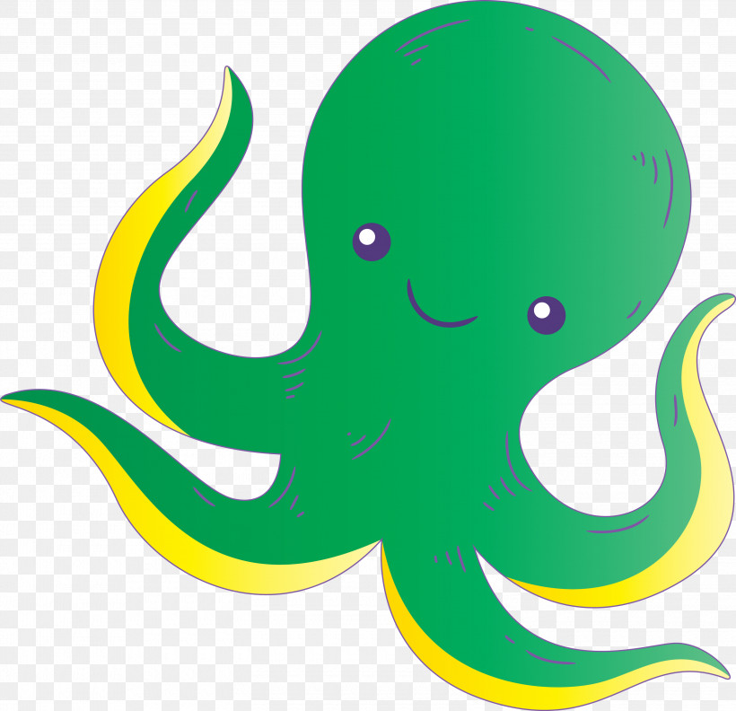 Octopus Giant Pacific Octopus Green Cartoon Octopus, PNG, 3000x2899px, Watercolor Octopus, Animal Figure, Cartoon, Giant Pacific Octopus, Green Download Free