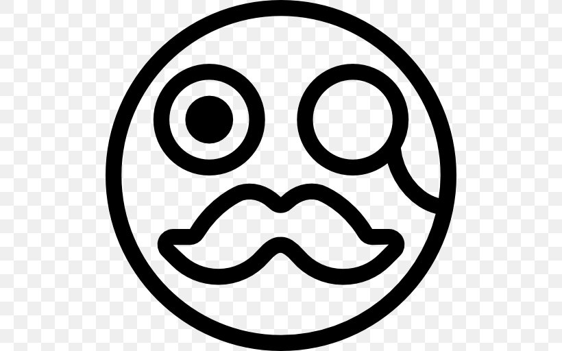 Emoticon Smiley Face Moustache, PNG, 512x512px, Emoticon, Beard, Black And White, Eyewear, Face Download Free
