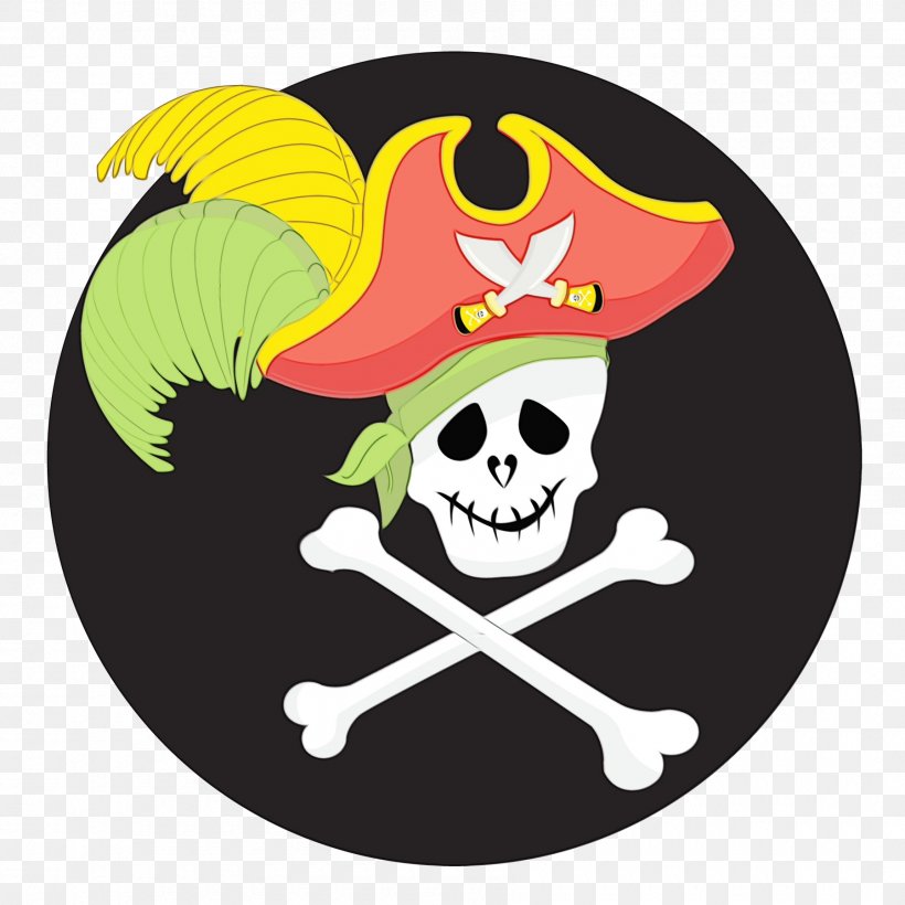 Skull Yellow Bone Cartoon Plate, PNG, 1800x1800px, Watercolor, Bone, Cartoon, Fictional Character, Flag Download Free